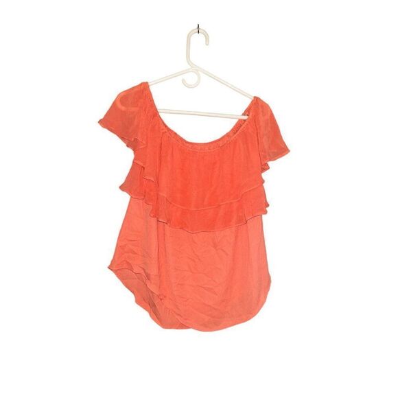 New York and Company Coral Flutter Sleeve Blouse Shirt - Picture 3 of 4